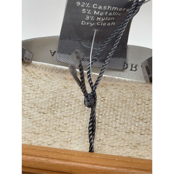 Ann Taylor Sweater Cashmere Women Small Off White Cream Gold Metallic V Neck New - Picture 11 of 13